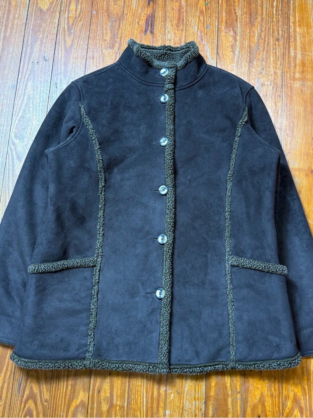 Classic Black Teddy-Trim Women's Jacket